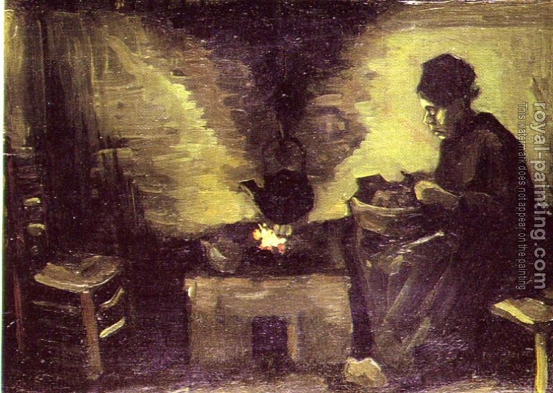 Vincent Van Gogh : Peasant woman,Sitting by the Fire